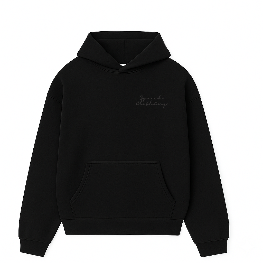 ESSENTIAL LOGO | 350 GSM heavyweight cotton · Oversized hoodie · Dropped shoulders