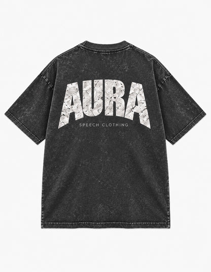 AURA Stone Wash Tee in Black, SPEECH CLOTHING product view.