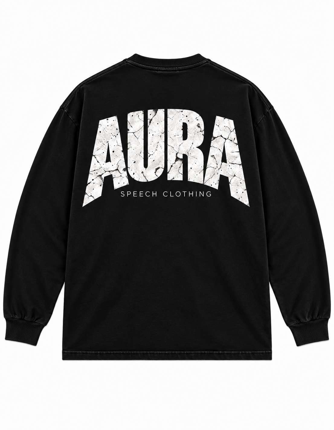 AURA Long Sleeve Tee in Black, SPEECH CLOTHING product view.
