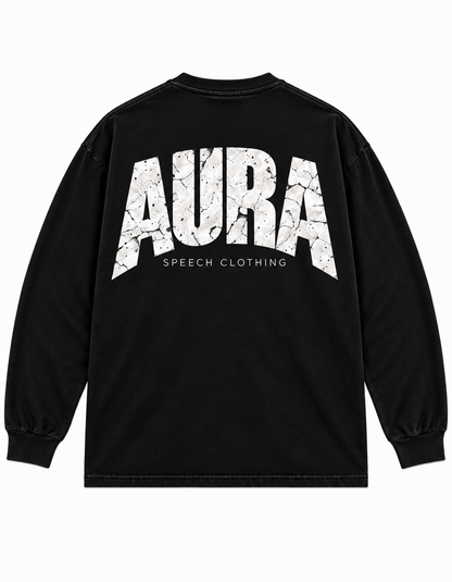 AURA Long Sleeve Tee in Black, SPEECH CLOTHING product view.