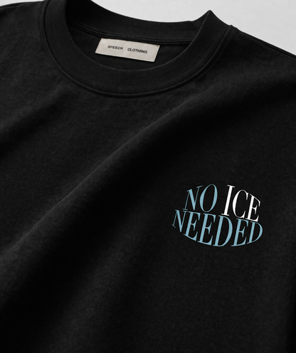 NO ICE | 280 GSM heavyweight cotton · Oversized fit · Dropped shoulders