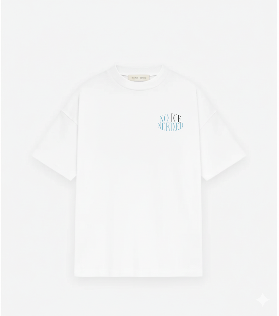 White t-shirt with text on a white background