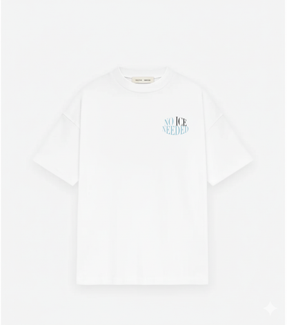 White t-shirt with text on a white background