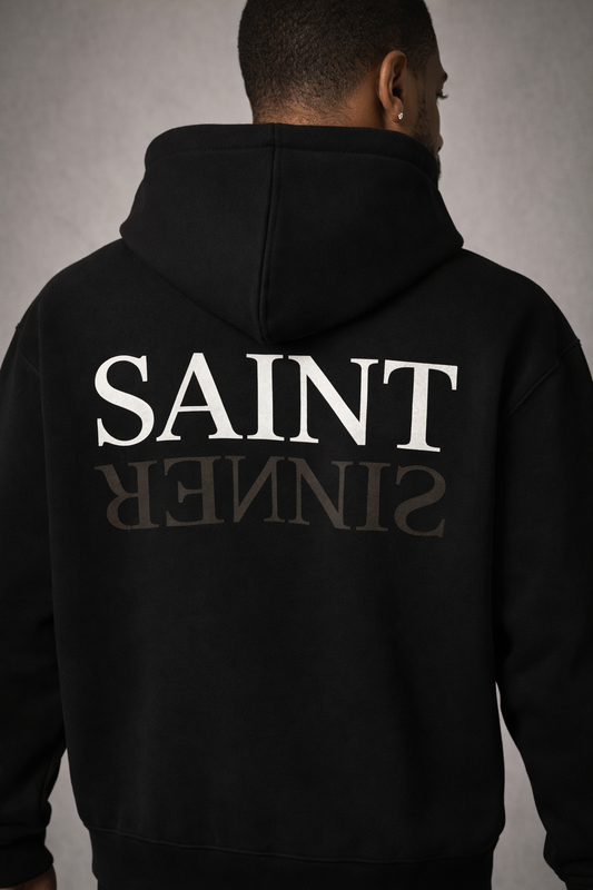 SAINT | 350 GSM heavyweight cotton · Oversized hoodie · Dropped shoulders