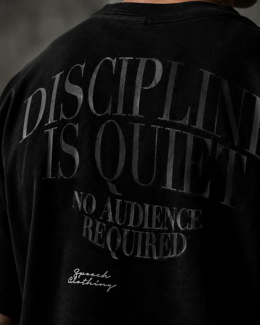 DISCIPLINE IS QUIET TEE heavyweight oversized T-shirt by SPEECH CLOTHING