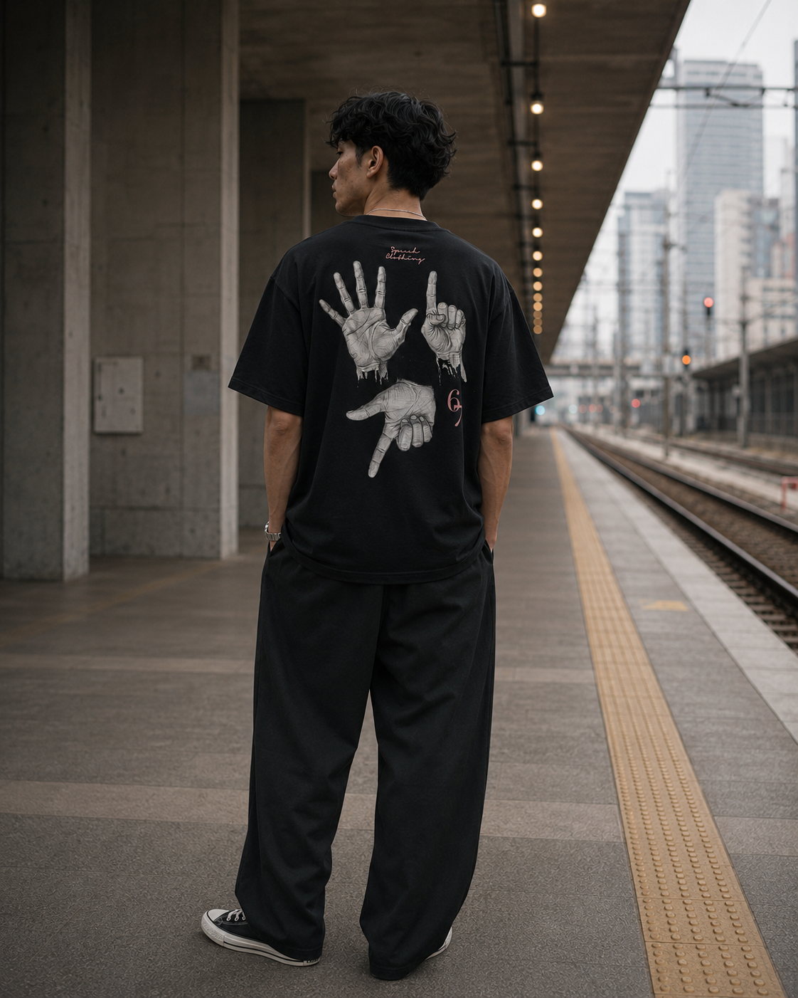 HAND SIGNALS 6/7 heavyweight oversized T-shirt by SPEECH CLOTHING