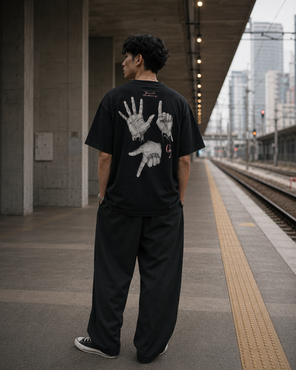 HAND SIGNALS 6/7 heavyweight oversized T-shirt by SPEECH CLOTHING