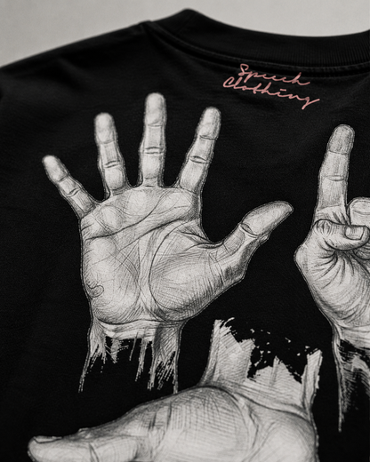 HAND SIGNALS 6/7 heavyweight oversized T-shirt by SPEECH CLOTHING